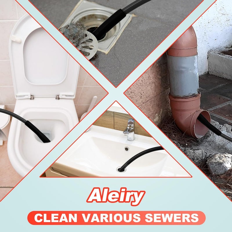 Aleiry Sewer Jetter Kit for Pressure Washer, Water Jet Drain Cleaning Hose with Pionter Button Nose Nozzle 1/4" NPT Sewer Cleaning Tool High-Pressure Nozzles,5800 PSI 25 FT - Image 4